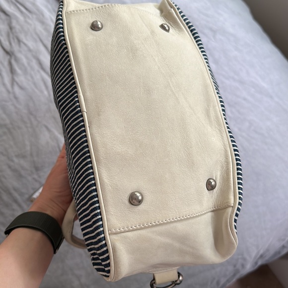 KAPITAL style / Armani Jeans Canvas/Leather Women's Satchel Hand Bag 13" x 9" - Picture 8 of 12